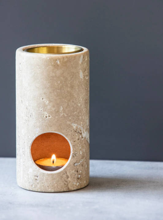 Alta Column Travertine Oil Burner